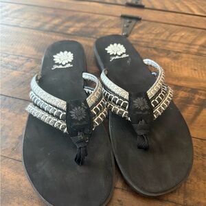 🩴 Yellow Box Black Embellished Flip Flop Sandals | Casual Summer Shoes
